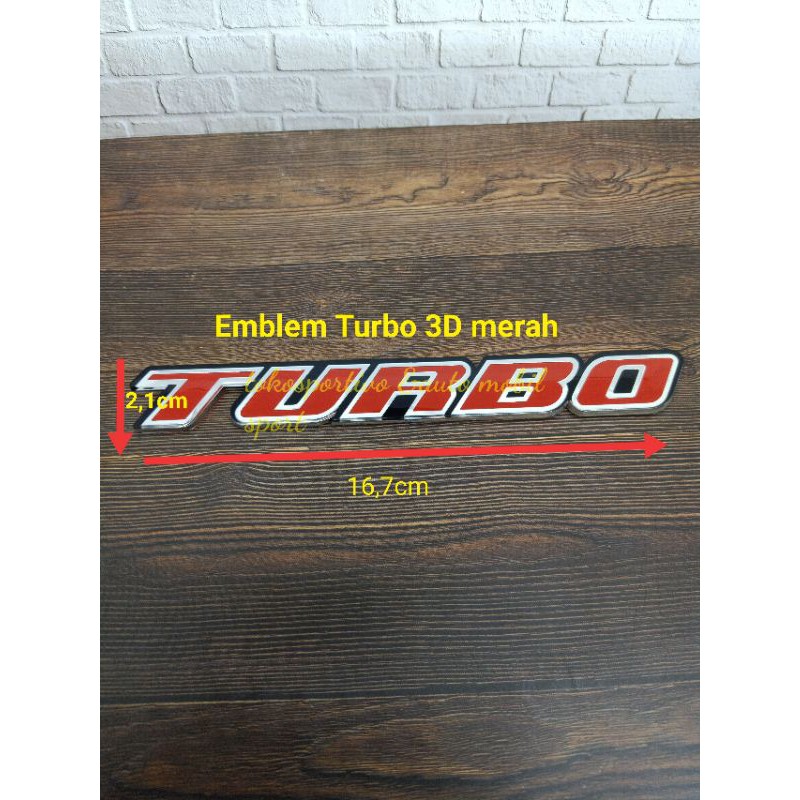 Embelem Logo stiker Tulisan Huruf Lambang turbo 3D merah semua mobil / Emblem TURBO merah 3d merah