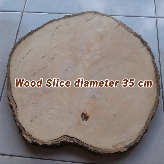 Wood slice diameter 35-37 cm dekorasi craft wooden log nampan kayu