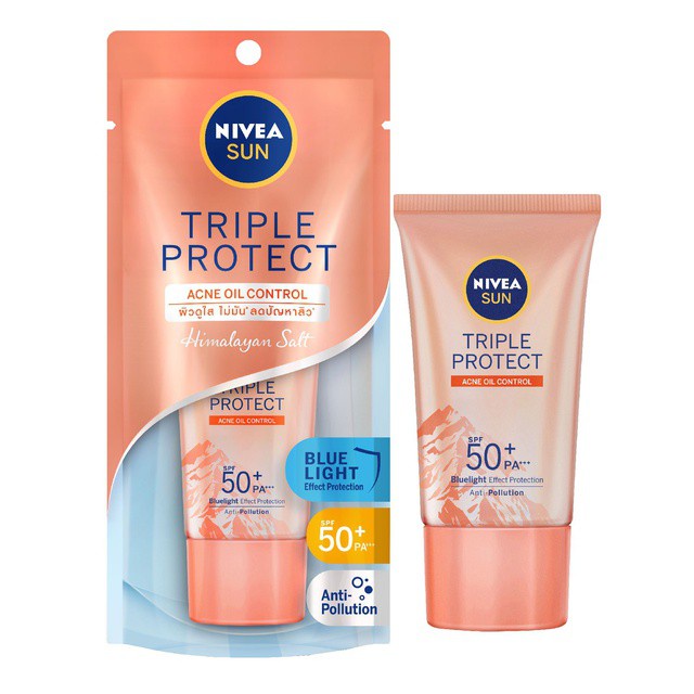 NIVEA SUN Face Serum Triple Protect SPF50 PA+++ 40mL-  Hokkaido Rose / Anti Wrinkle European Algae / Acne Oil Control Himalayan Salt - Varian Baru Sunscreen Nivea Suncreen tabir Surya Sunblock Sunblok Wajah Sun blok