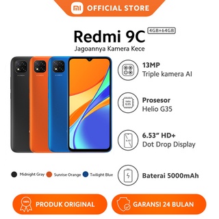 Xiaomi Redmi 9C (4GB+64GB) DotDrop 6.53” HD+, Baterai 5000mAh, Helio G35, 13MP Kamera Garansi Resmi