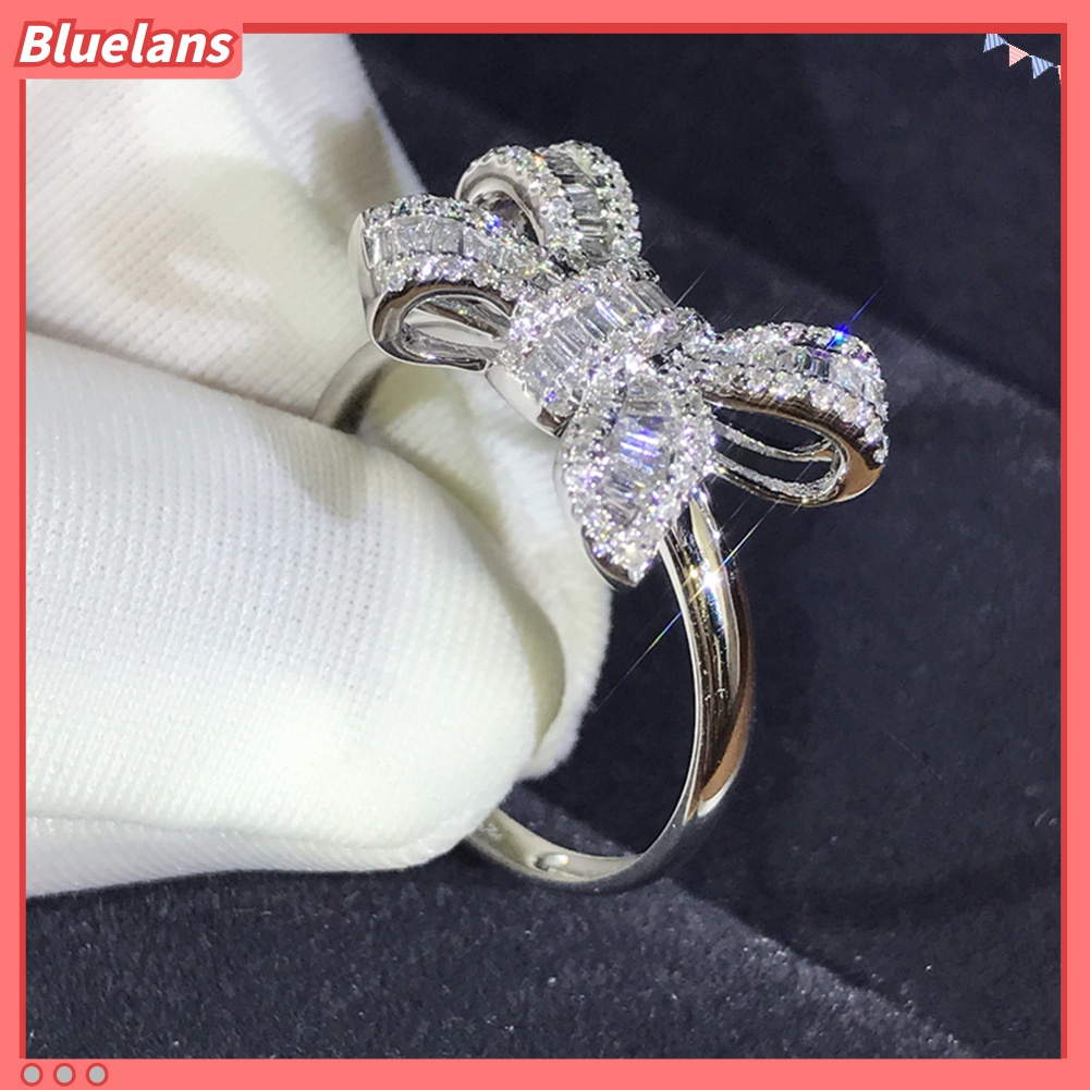 Cincin Desain Pita Aksen Berlian Imitasi Untuk Wanita