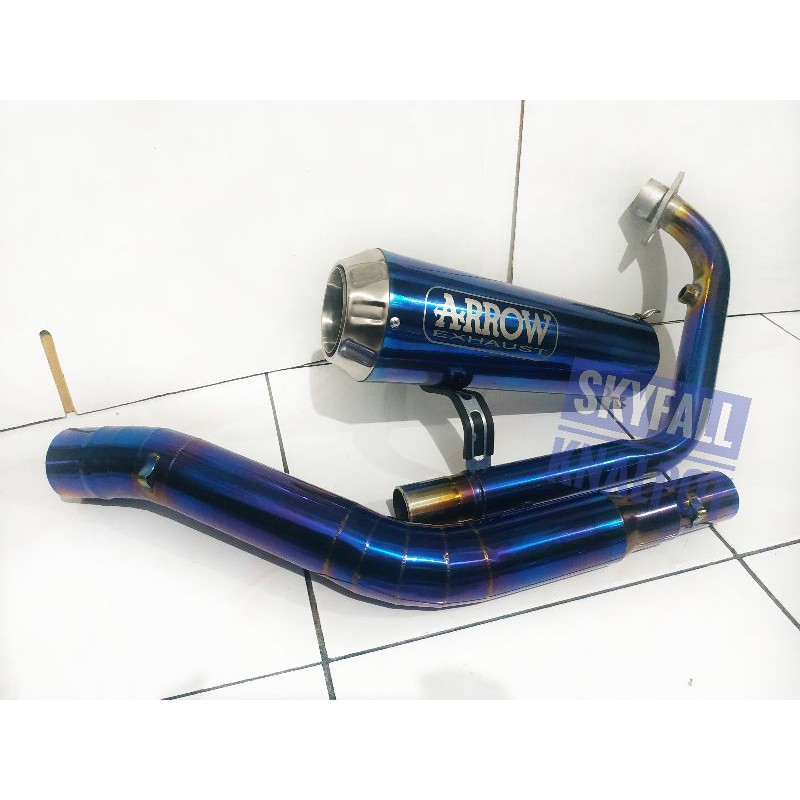 KNALPOT ARROW PRO RACE PIPA HEADER BIRU R15 CBR 150 MT15 VIXION CB150 FU SONIC GSX MX KING BYSON XSR