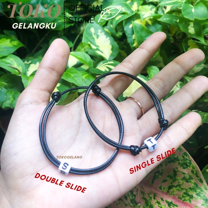 (A-Z) Gelang Dadu Kotak Putih Huruf Inisial / Gelang Tali Anti Air dan Awet, Tidak Meleyot / Couple Pacar Sahabat Simple / Real Pict - Tali waterproof premium / Gelang Wanita Pria Viral