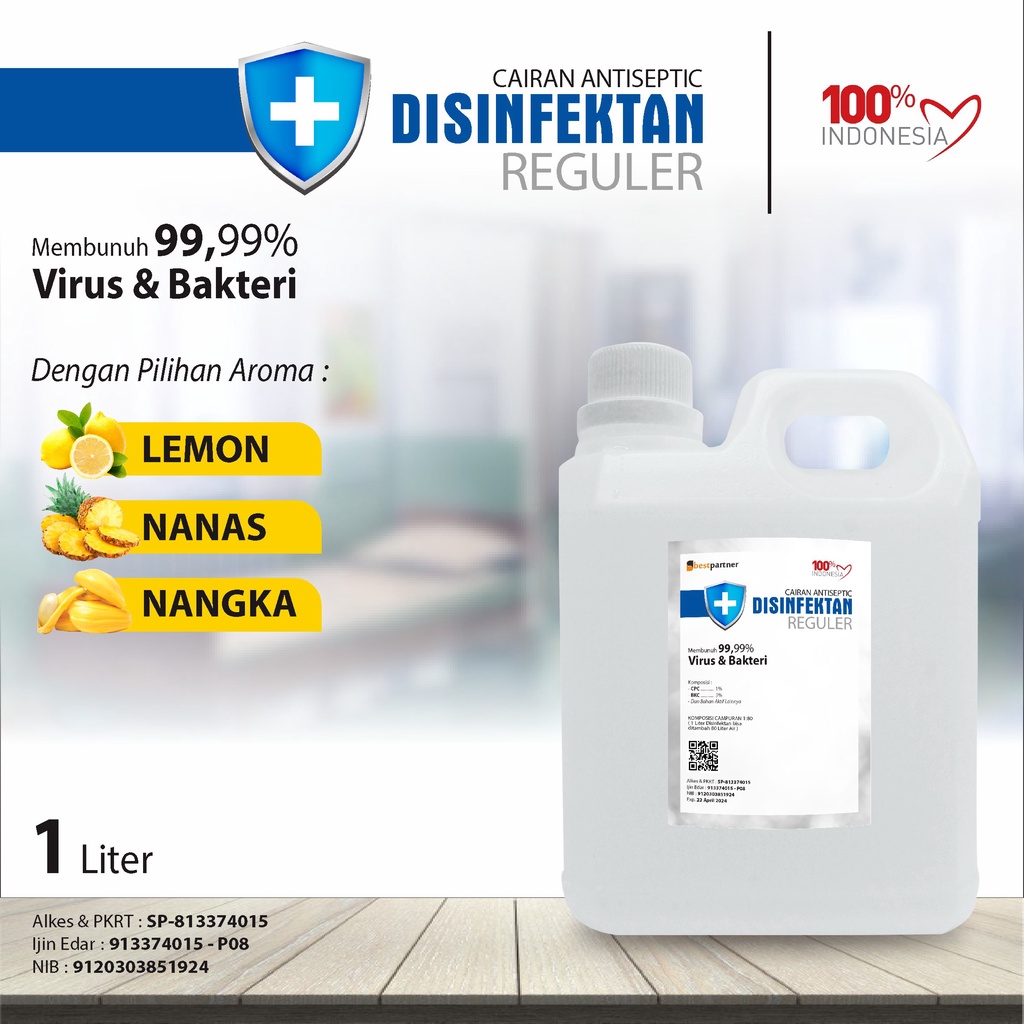 Desinfektan Reguler Varian Aroma Segar 1 Liter / Cairan Desinfektan 1 Liter ( Jerigen )