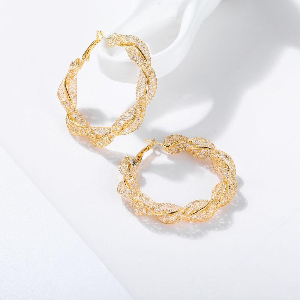 Preva Hoop Earring All-match Punk Zirkon Cubic Berongga Keluar