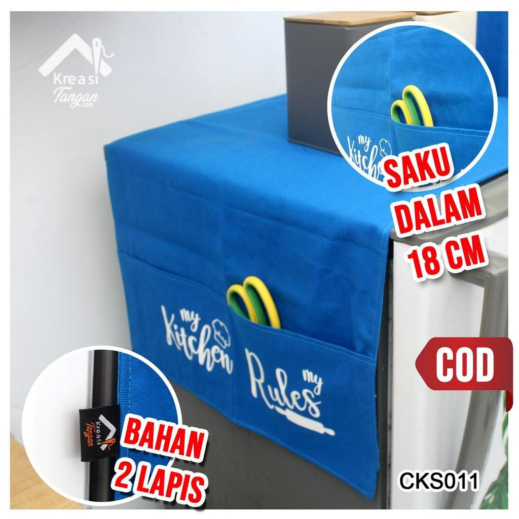 PAKET LEBIH MURAH - Cover Galon &amp; Cover Kulkas Warna Biru (Paket Polos-011)