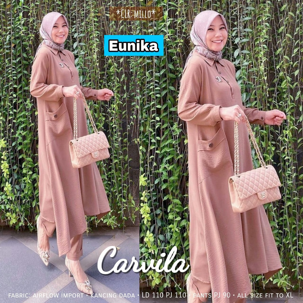 CARVIL ONE SET BY EUNIKA - CARVILA SET EUNIKA- REGINA ONESET BY EUNIKA - SET LONG TUNIK DAN CELANA WANITA - SET PAKAIAN MUSLIM WANITA-1