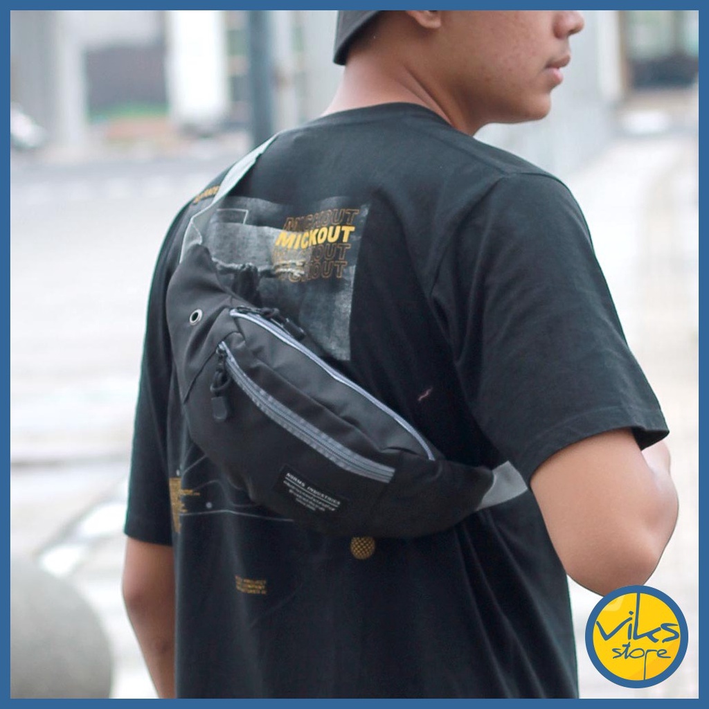 Tas Selempang Tas Pinggang Cowok Pria Distro Premium Lokal Ukuran Sedang Kasual Simpel Waist Bag