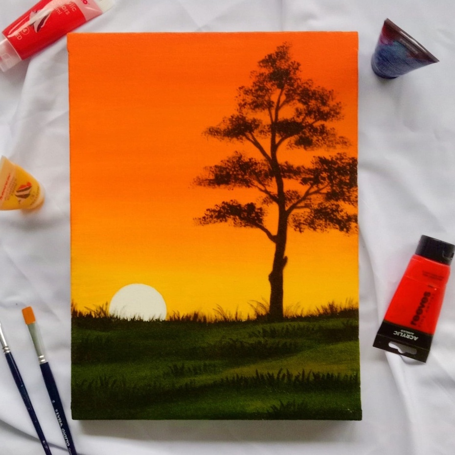 Lukisan Kanvas Canvas Dekorasi Hiasan Pajangan Dinding Aesthetic Minimalis Modern Motif Pemandangan 