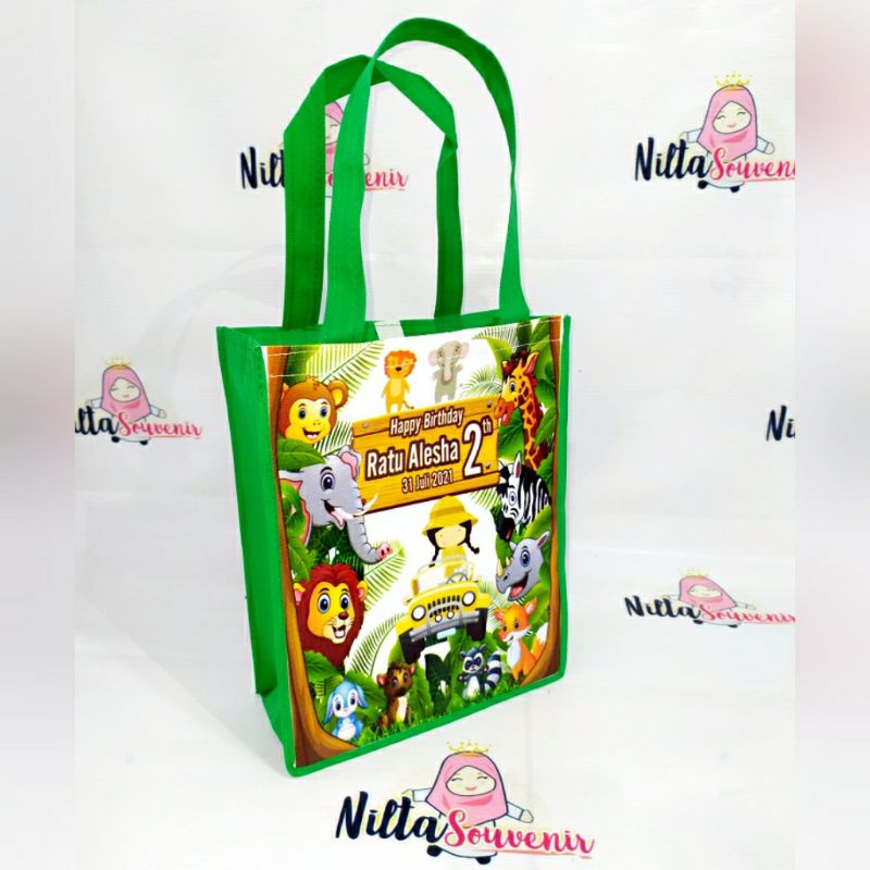 tas souvenir ulang tahun anak murah gambar animal jungle zoo terbaru-Motif 5