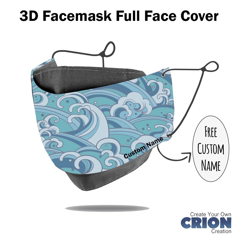 Crion - Masker 3d Full Face Cover Japan big wave - antibacterial