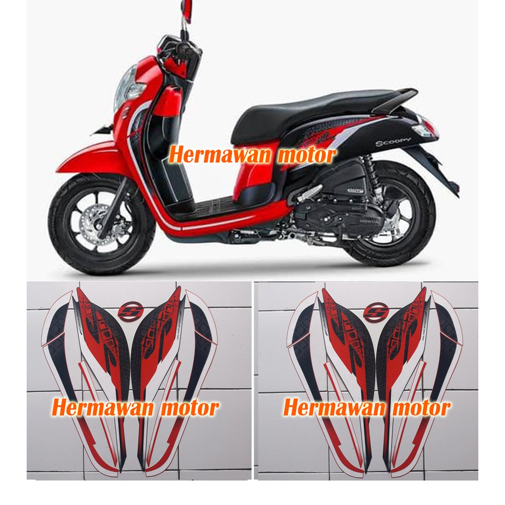 Jual Stiker Motor Honda Scoopy Iss Hitam Merah Shopee Indonesia