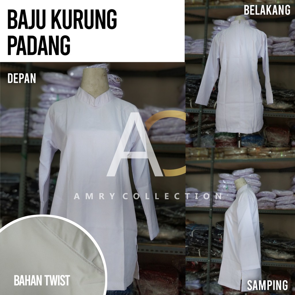 Baju kurung padang SD - SMP - SMA Baju muslim putih Saku samping bahan TWIST Seragam sekolah