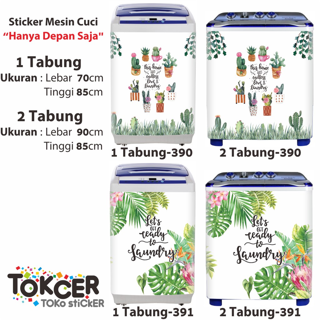 Stiker Mesin Cuci 1 dan 2 Tabung Variasi KAKTUS