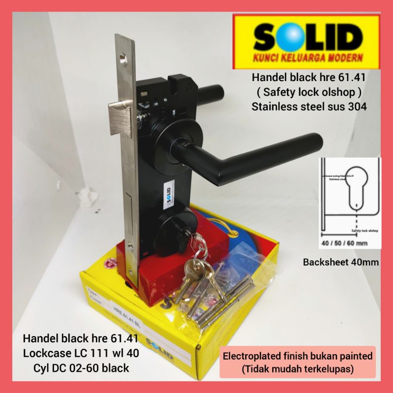 Handel Hitam Solid Model HRE 61.41 Ukuran 61.41