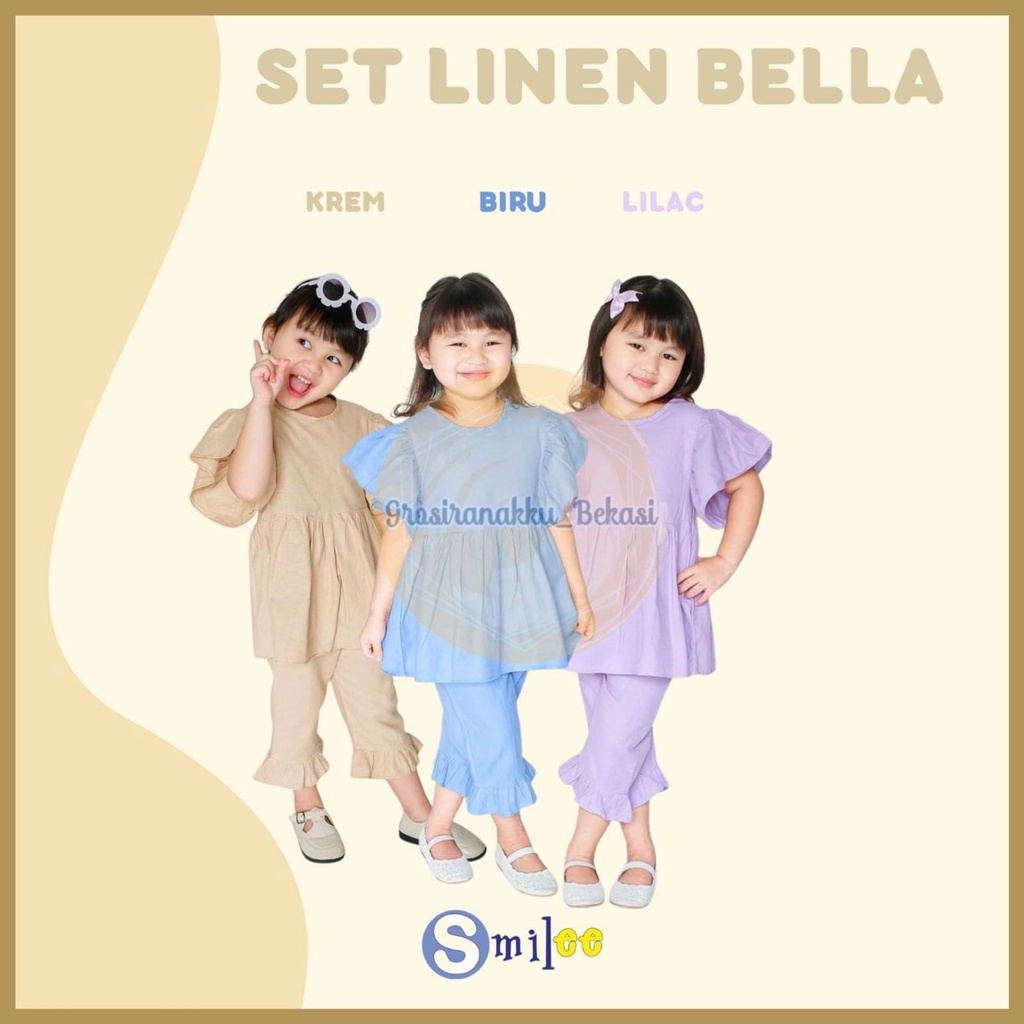 Setelan Anak Smilee Linen Bella Mix Warna Size 1-5