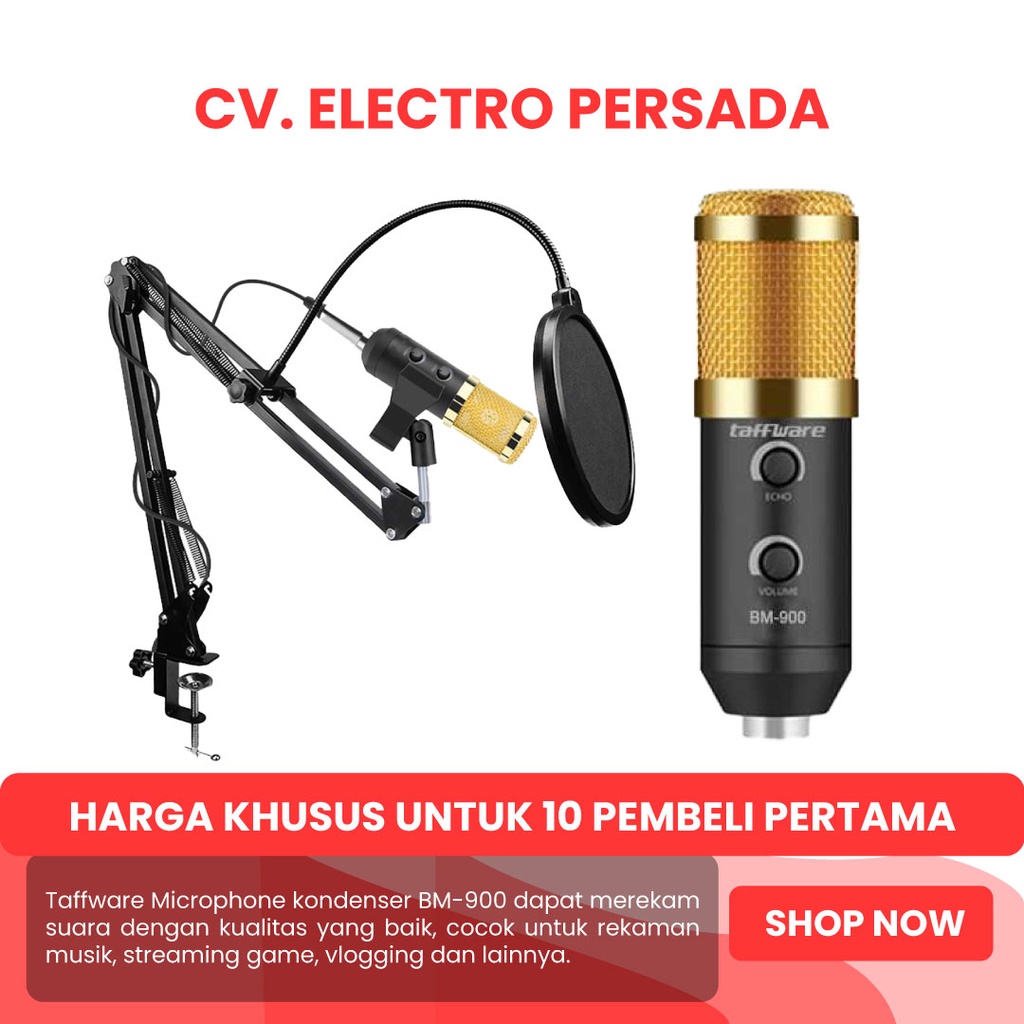 TaffStudio Microphone Micropon Microfon Professional Condenser Perekam Suara Voice Recorder Youtuber