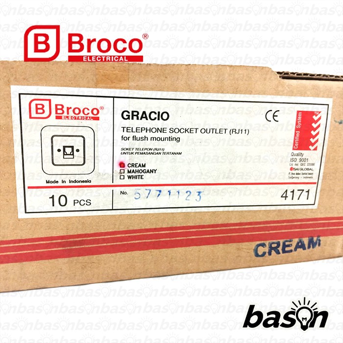 BROCO Gracio 4171 - Telephone Socket Outlet RJ11 | WH or CR