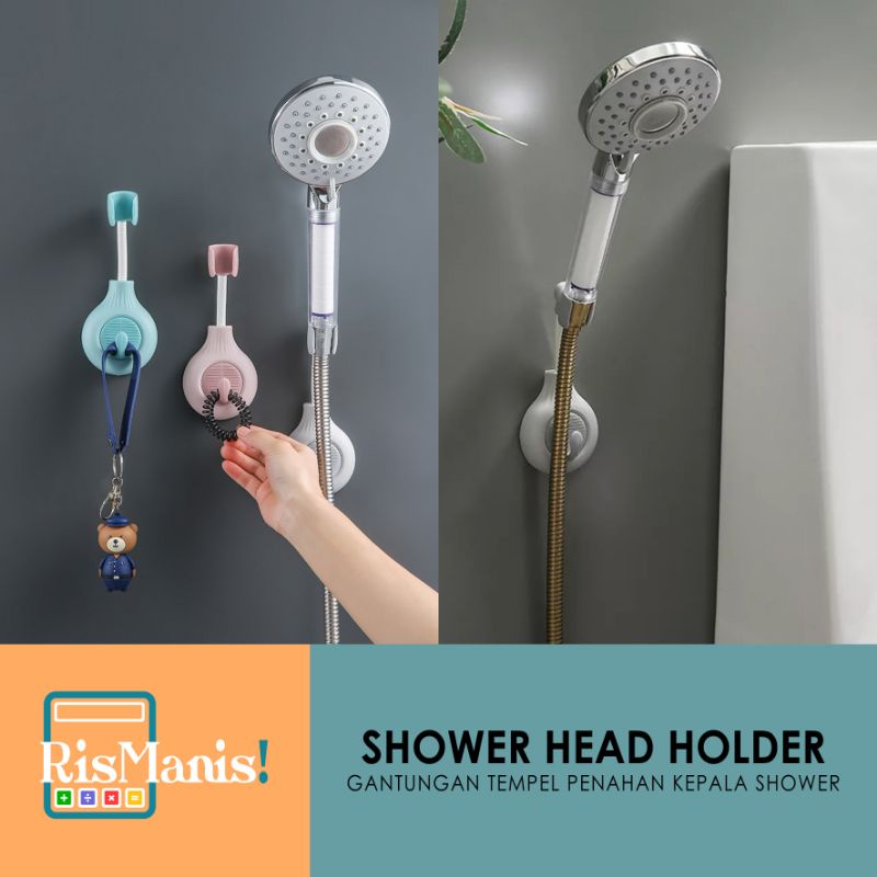 SHOWER HEAD HOLDER - Gantungan Tempel Tembok Toilet Hook Dinding Tempat Penahan Kepala Shower Kamar Mandi Hanger WC Flexible Rotasi 360 Derajat