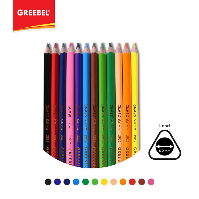 PENSIL WARNA WARNA CERAH BAHAN KUAT GREEBEL / GREEBEL 2812 Triangular