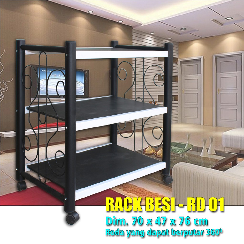 Rack TV Besi RD 01 / Rak TV Dorong / Rack TV Minimalis / Rak TV Besi / Meja TV Dorong