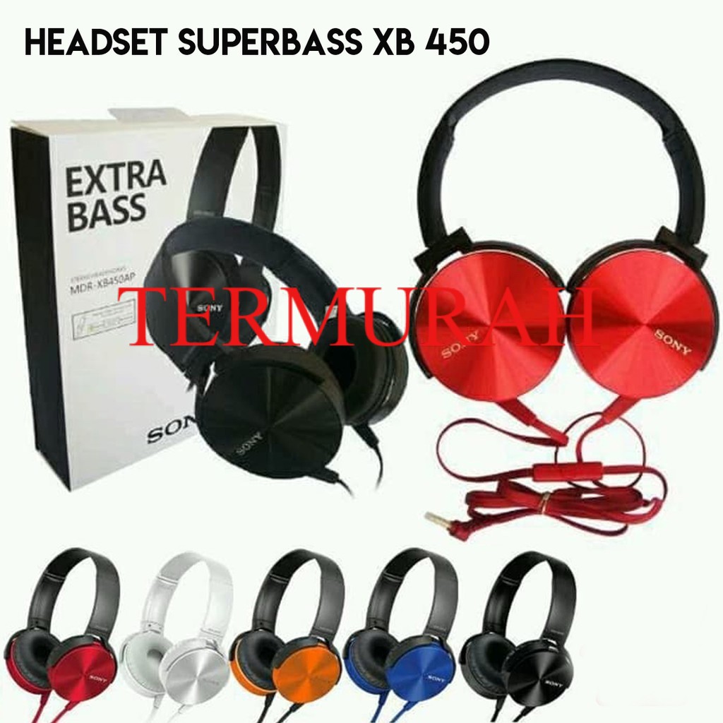 TERMURAH Headset Hanphone Bando XB-450AP Extra Bass Non JBL Headset MDR XB450AP