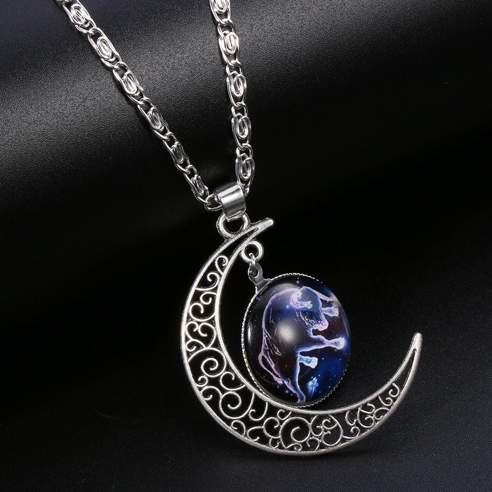 Suyo Constellation Kalung Wajah Ganda Hadiah Persahabatan Fashion Leo Libra Scorpio Sagitarius