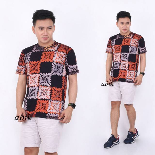 Kaos batik cap kotak kaos pria laki kaos oneck kaos polos cantik nyaman