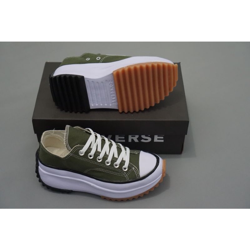 Sepatu Converse Run Star Hike 70s High Sneakers Wedges Wanita-Soft army pendek