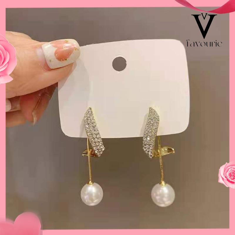 [COD]Anting Mutiara Berlian Elegan Anting Fashion Sederhana-FA