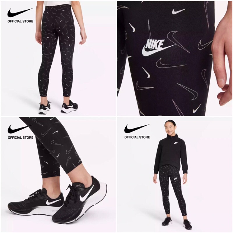 Nike Celana Legging Anak Perempuan Sportswear Favourites Printed - Hitam SIZE L
