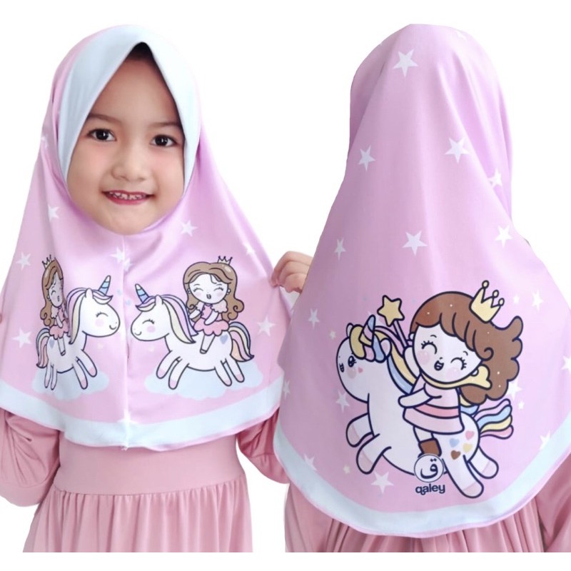 HIJAB INSTANT ANAK UNICORN PRINCESS  , BERGO ANAK , HIJAB PRINTING , HIJAB LUCU