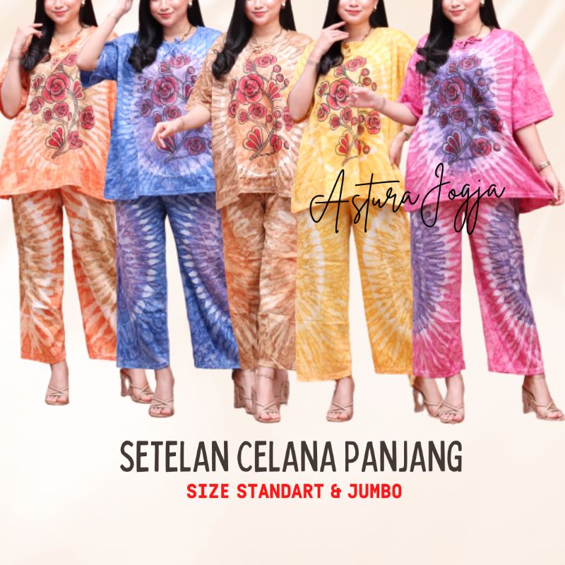 Setelan Kulot Celana Panjang Wanita Batik Jogja Bahan Kaos Oleh Oleh Jogja