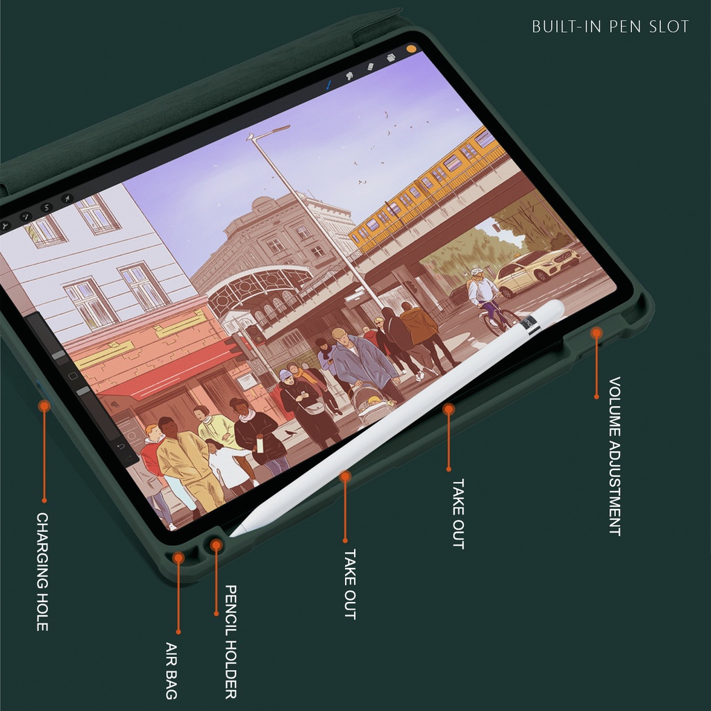 MIKA BENING FLIP CASE IPAD 10 / 9 / 8 / 7 IPAD PRO 11 / PRO M1 / PRO M2 IPAD AIR 5 / AIR 4 IPAD MINI 6 With PENCIL HOLDER