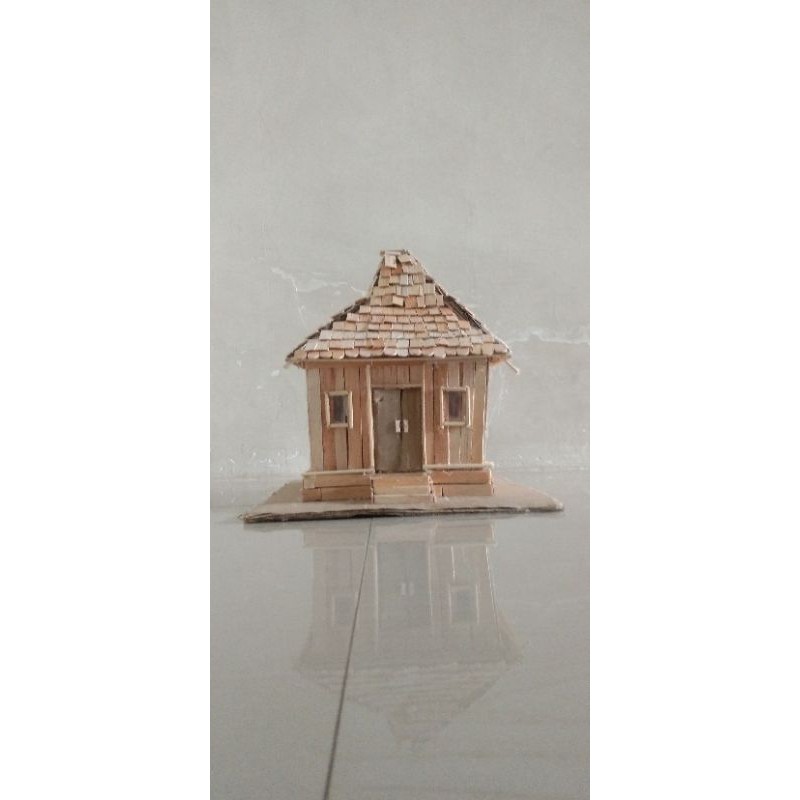 Miniatur rumah jawa tengah/joglo dari stik es