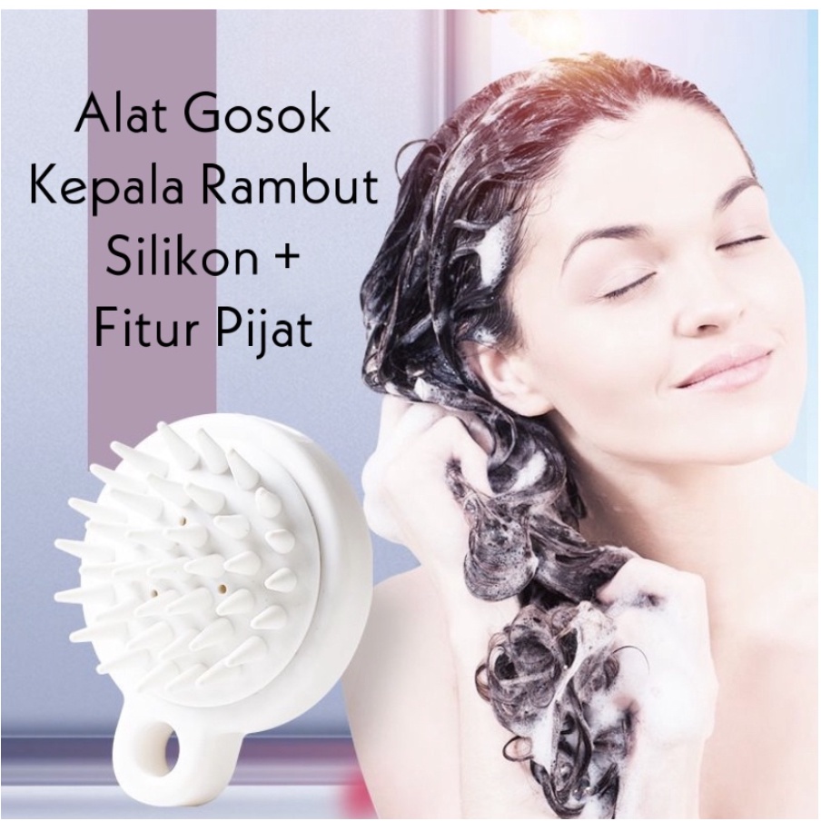 Alat Gosok Kepala Rambut Bahan Silikon / Alat Keramas Sikat Kepala / Sisir Keramas Dengan Fitur Pijat