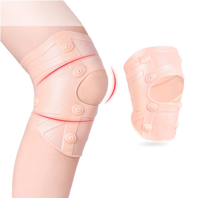 1 Pasang Bantalan Lutut Magnetik Bahan Silikon Elastis Untuk Terapi Arthritis