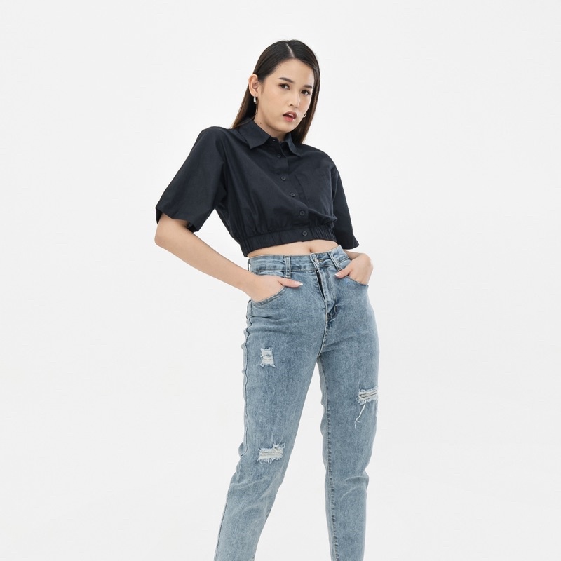 VIERLIN - Jeans 562 - HW RIPPED JEANS STRECHT MELAR