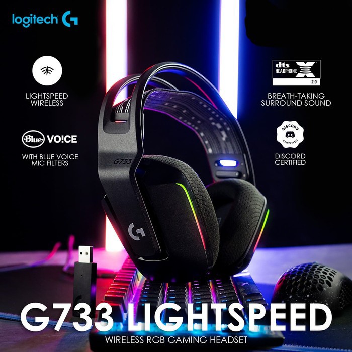 Headset Logitech G733 Lightspeed Wireless - Gaming - RGB - Garansi Ori