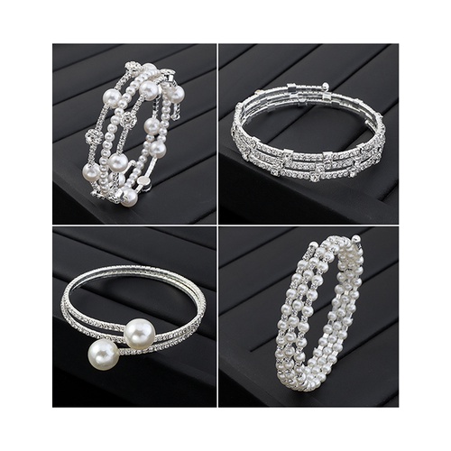 LRC Gelang Tangan Fashion Rhinestone Pearl Multilayer V5311X