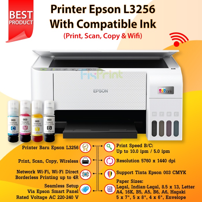 Printer Epson EcoTank L3256 l3256 l3256 A4 WiFi All-in-One Print Scan Copy New