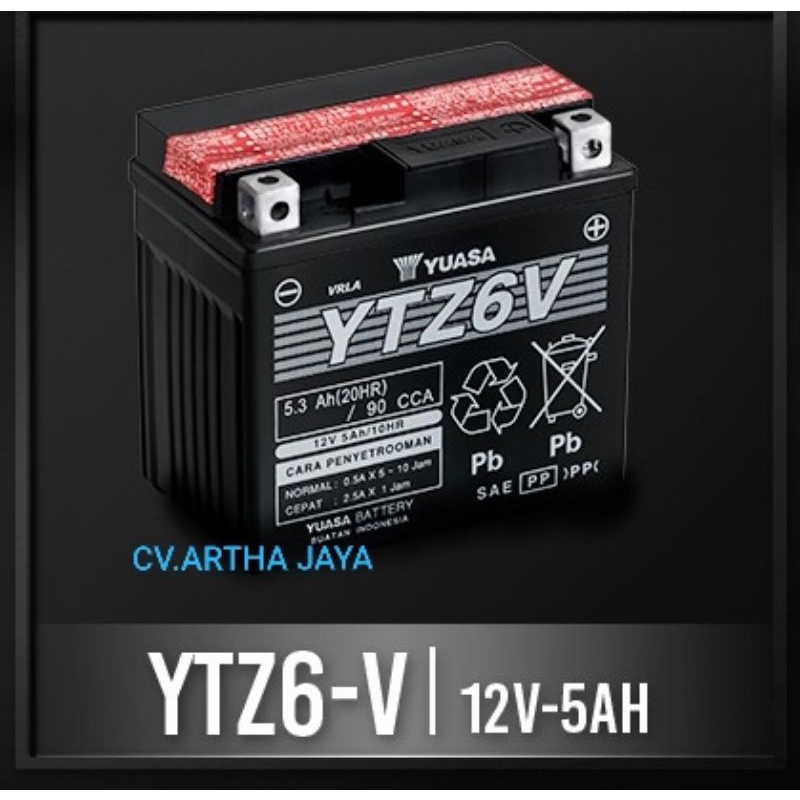 AKI / ACCU YUASA YTZ6V (KERING) 12V-5AH / 12 VOLT - 5 AMPERE VARIO TECHNO 125 / VARIO 150 160 / BEAT