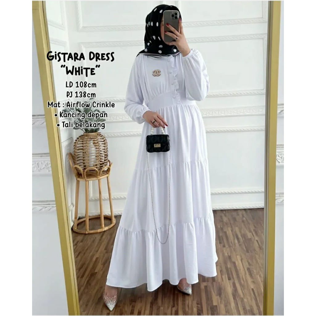 (MSB) GAMIS LIDYA RUFFLE MAXI DRESS BUSUI CRINCLE AIRFLOW