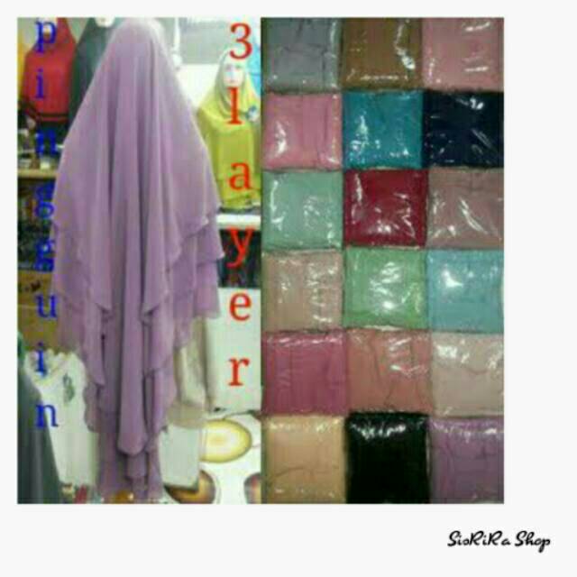 Hijab/Jilbab Khimar Pinguin 3 Layer Ceruty