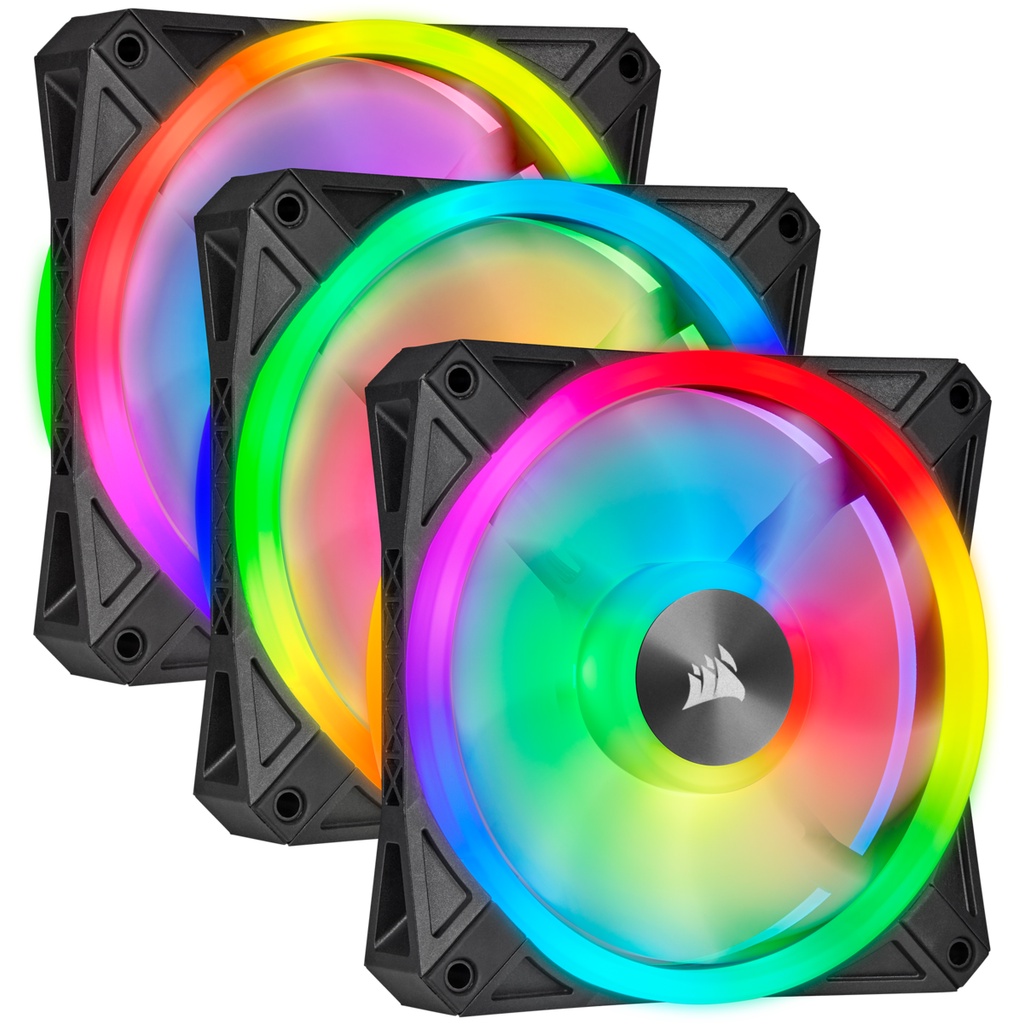 Corsair QL120 iCUE RGB 120mm PWM Fan - 3 Pack with Lighting Node CORE