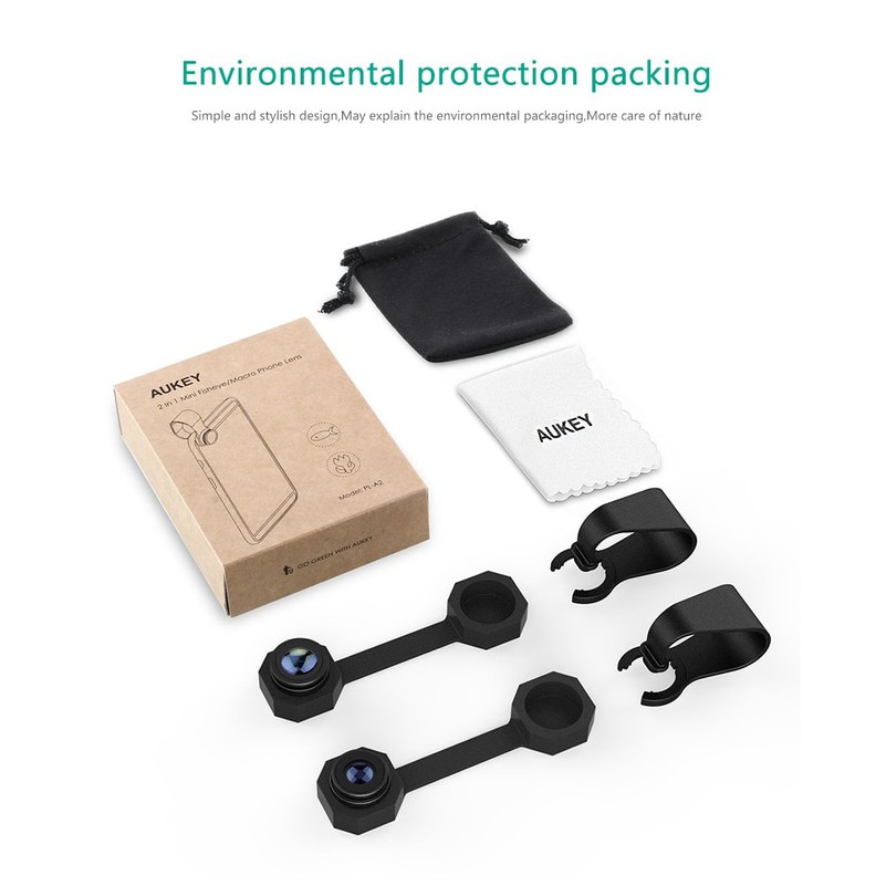 AUKEY For Optic iPhone Lens 160 Fisheye Lens 20x Macro Mini Clip-on