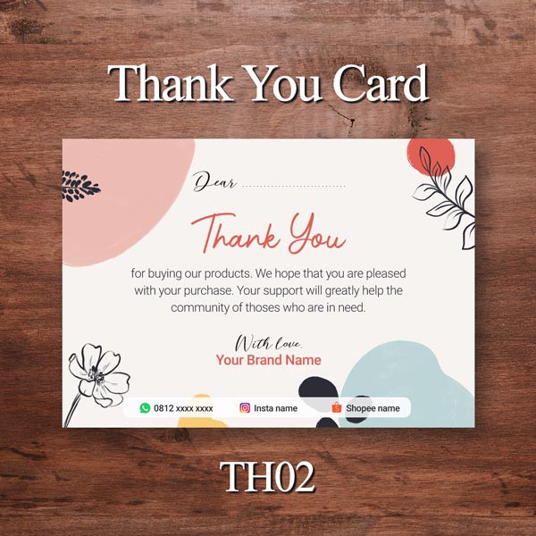 Thank You Card Kartu Ucapan Terima Kasih Untuk Olshop Online Shop Bisa Custom Text Shopee Indonesia