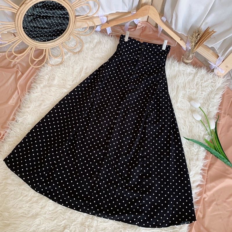 TERLARIS ROK POLKA/ ROK POLKADOT / SKIRT POLKA/ SKIRT POLKADOT / ROK PANJANG WANITA/ LONG SKIRT/POLKA SKIRT - ROK PANJANG WANITA KEKINIAN