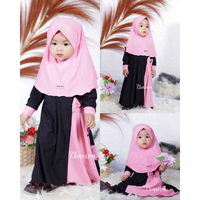 Gamis Bayi Anak Perempuan New Born 0 1 2 3 4 5 6 Tahun Laneeka Dres Set Hijab Original Zhavira