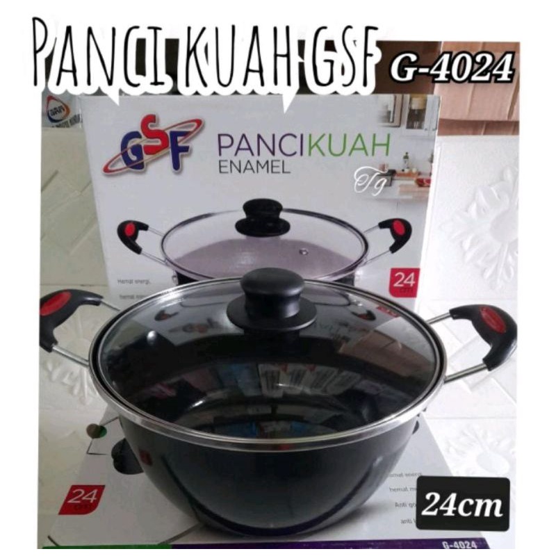 (MURAH) Panci Enamel Plus Tutup Kaca / Panci Serbaguna uk.22cm / Panci Kuah Anti lengket / Panci